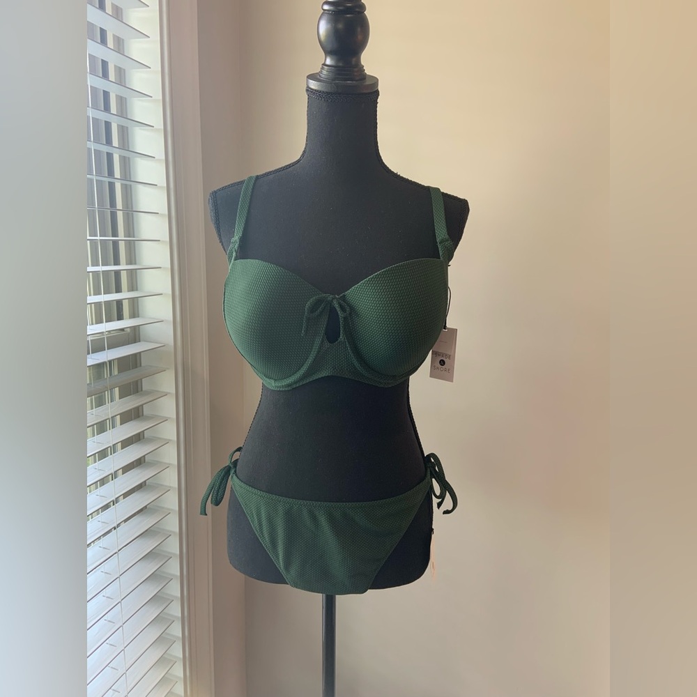 Shade & Shore Green Bikini Set with Adjustable Straps- NWT-Size 38D & Large